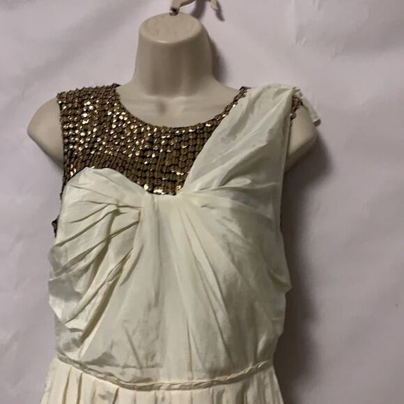 PHILLIP LIN 3‎ IN 1 CREAM & GOLD SEQUINS DRESS SZ 2 - Picture 2 of 8